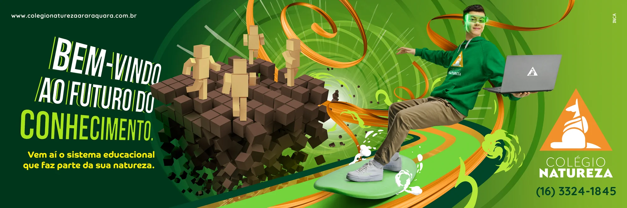 Key visual da campanha: Bem-vindo ao futuro do conhecimento