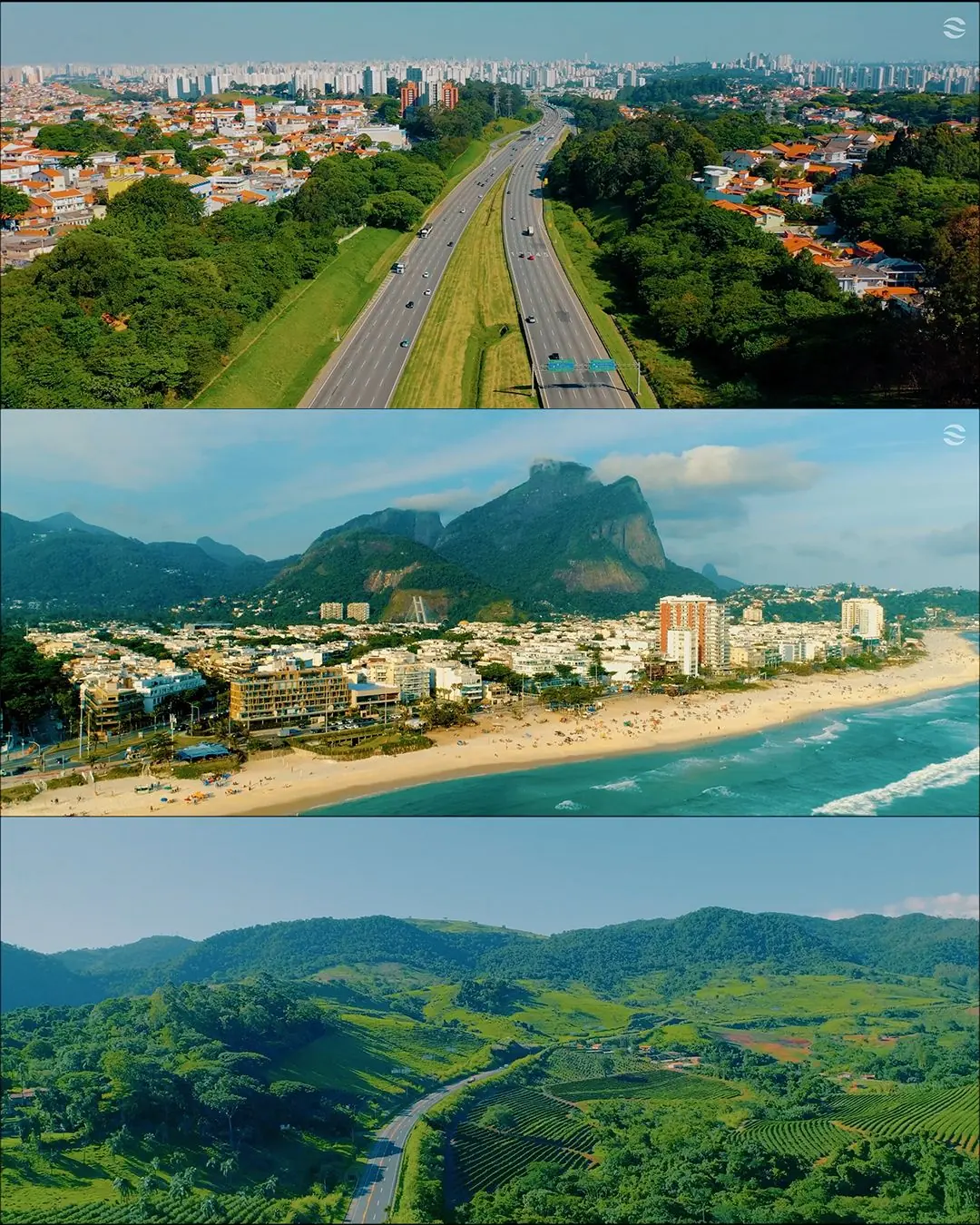 Tomadas aéreas de vias urbanas e sinalização viária